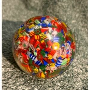 Footed Paperweight Chinese Early End Of Day Millefiori Scramble Art Glass